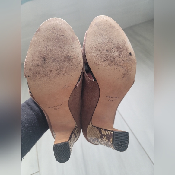 Tracy Reese suede snakeskin sandals sz 37.5 - Picture 4 of 4